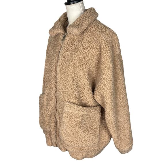 I. AM. GIA Pixie Sherpa Fleece Jacket Oversized Teddy Coat Camel Size Small - Picture 5 of 9